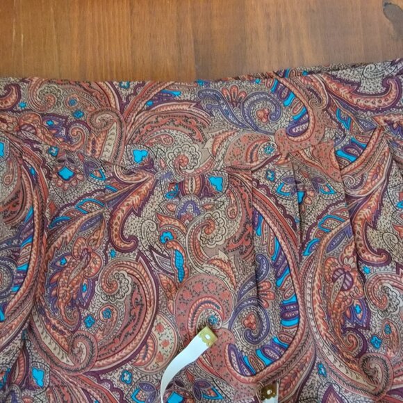 Contemporary Classics Red Floral Paisley Print Midi Tea Length Skirt - Picture 12 of 16